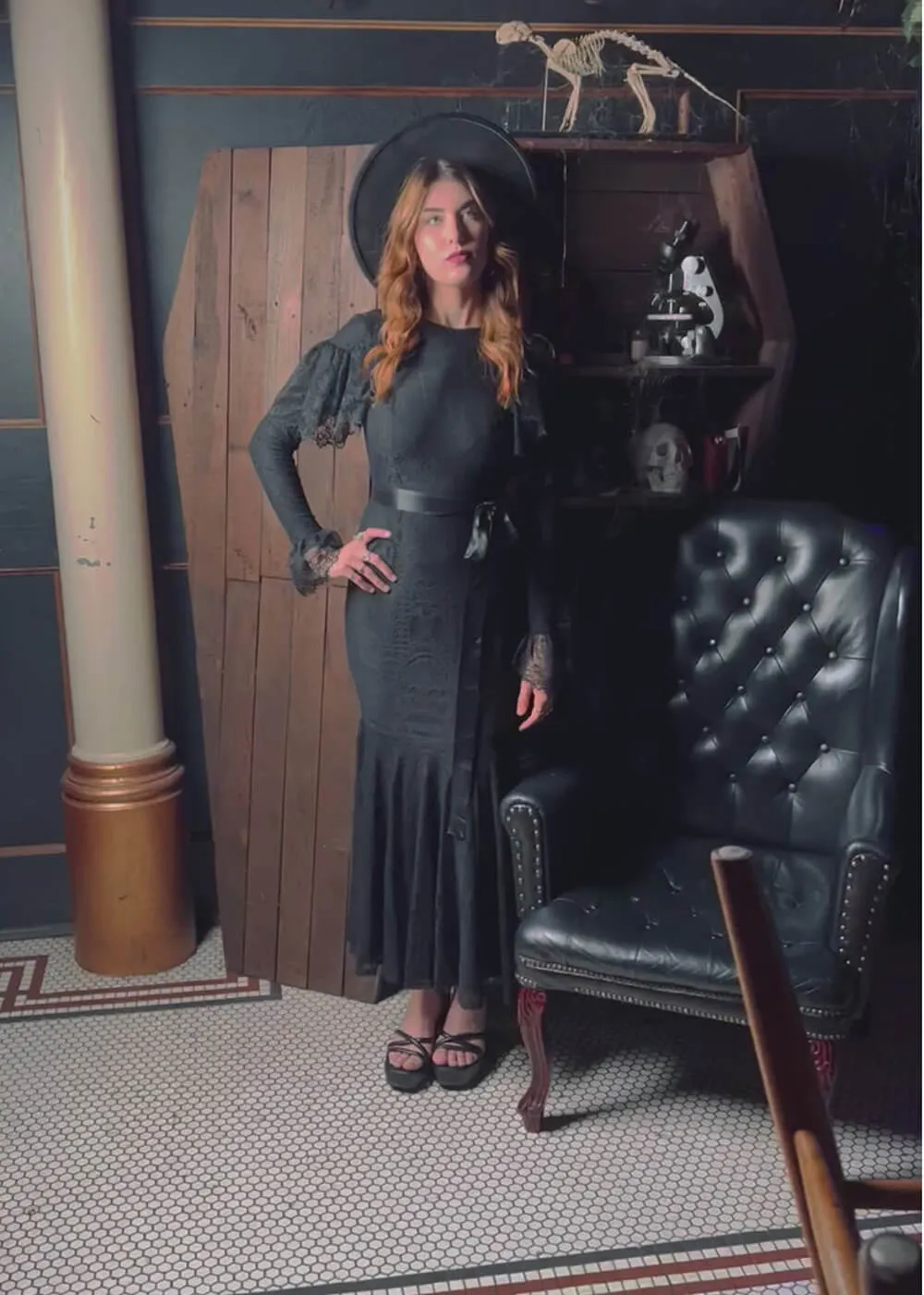 Witchwood Borden Lace Mermaid Maxi Dress Black