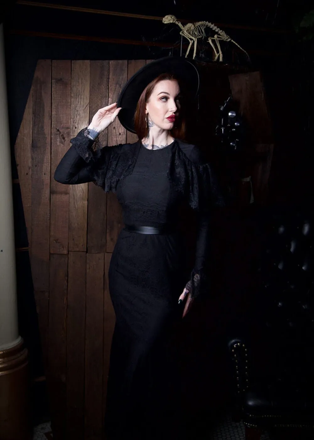 Witchwood Borden Lace Mermaid Maxi Dress Black