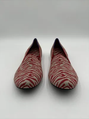 Wmns Rothy’s “THE LOAFER” White/Red Zebra Print Knit Round Toe Flats Size 8 - Very Good