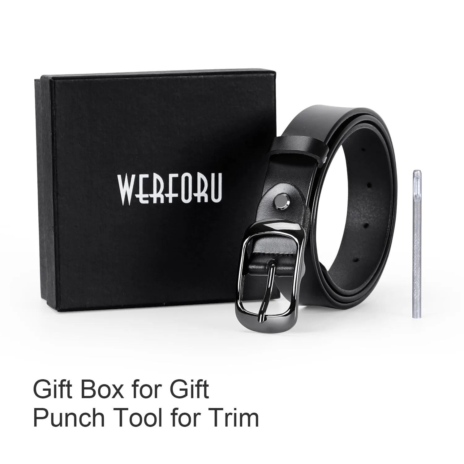 Women Black Leather Belt Plus Size Polished Buckle for Jeans Pants