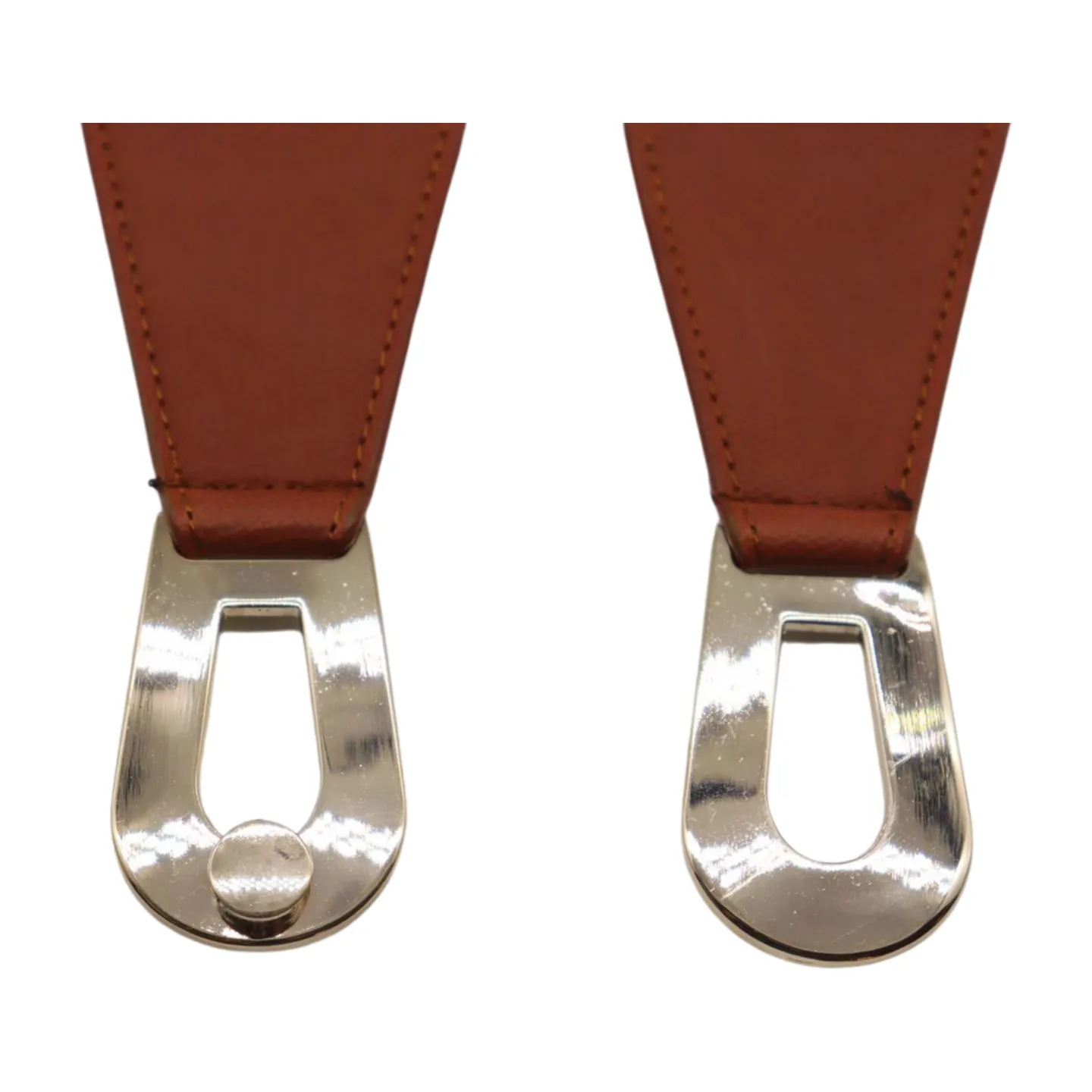 Women Brown Elastic Skinny Waistband Hip High Waist Belt Gold Metal Buckle S M