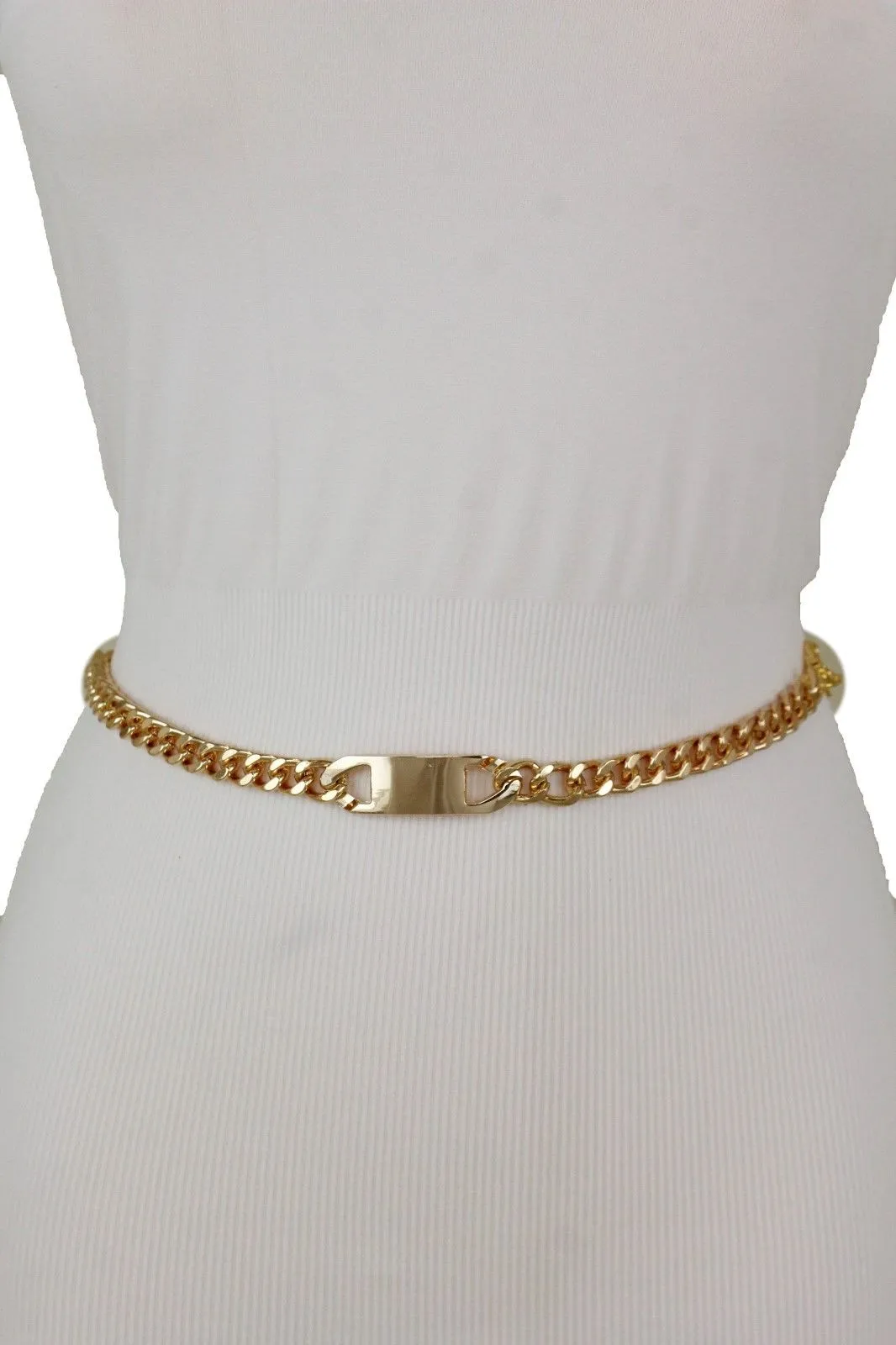 Women Gold Metal Chain Links Fashion Classy Charm Buckle Belt