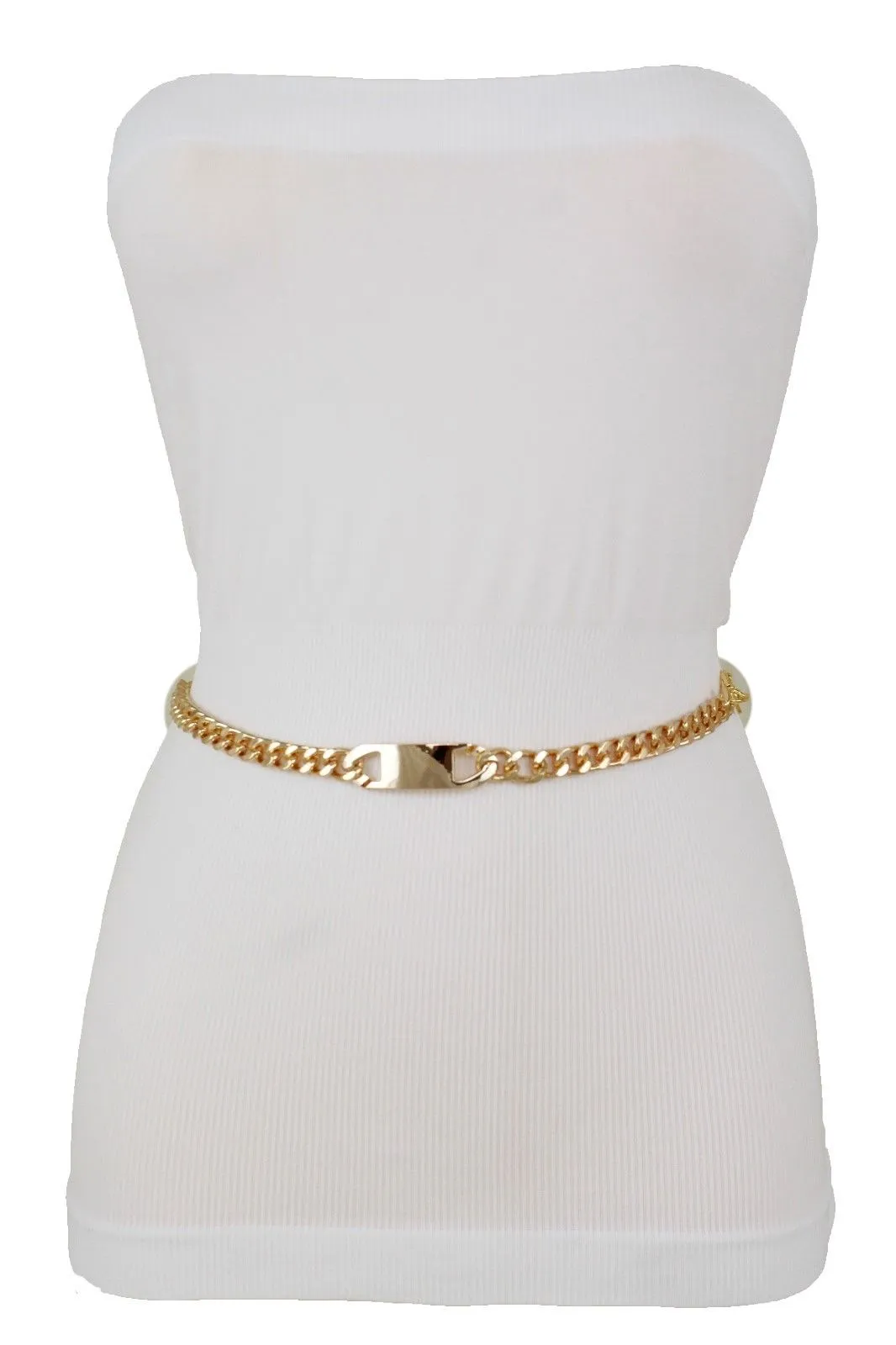 Women Gold Metal Chain Links Fashion Classy Charm Buckle Belt