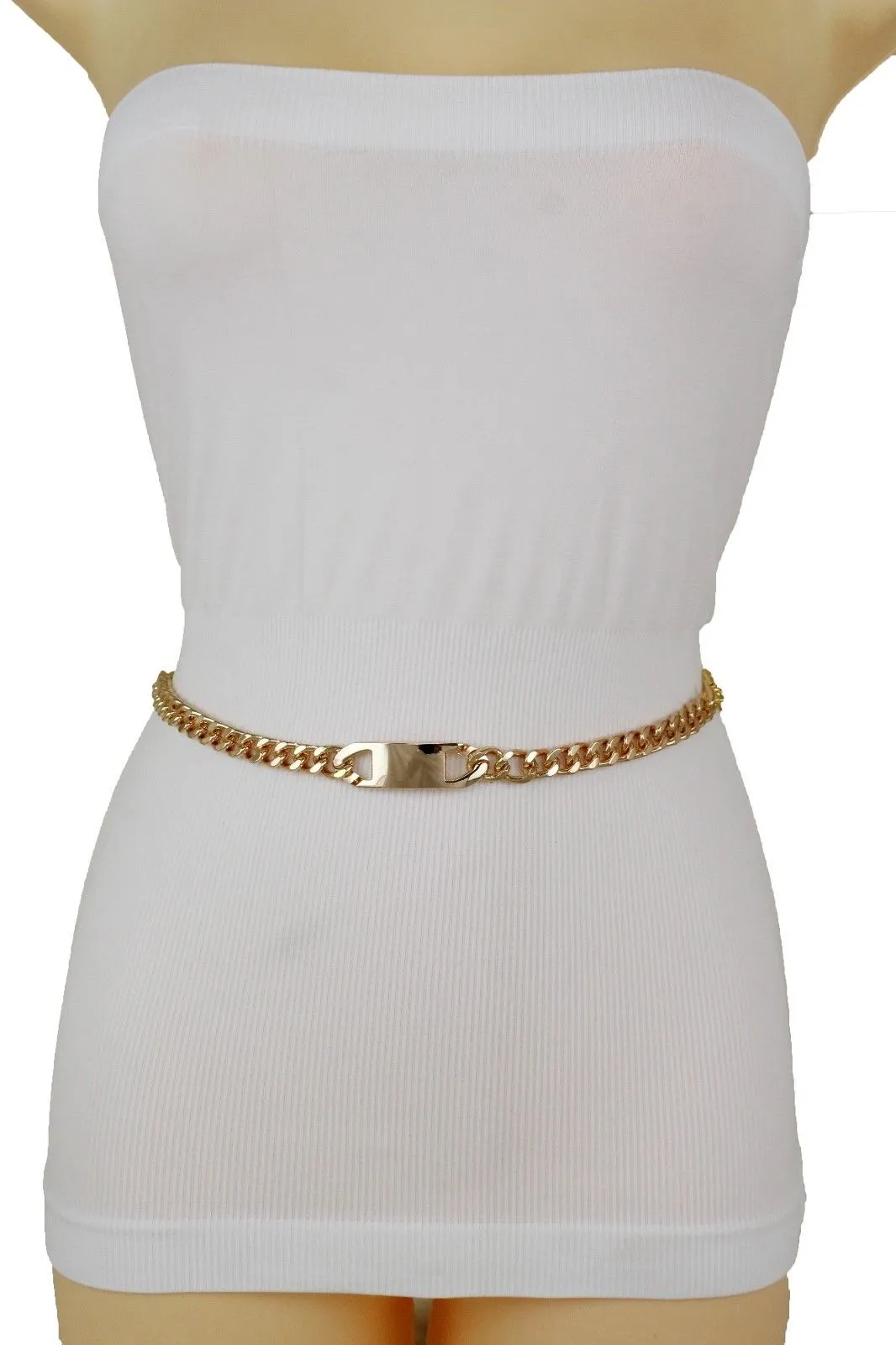 Women Gold Metal Chain Links Fashion Classy Charm Buckle Belt