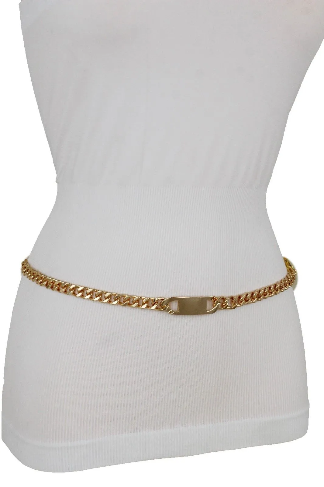 Women Gold Metal Chain Links Fashion Classy Charm Buckle Belt