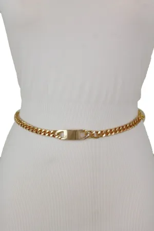 Women Gold Metal Chain Links Fashion Classy Charm Buckle Belt