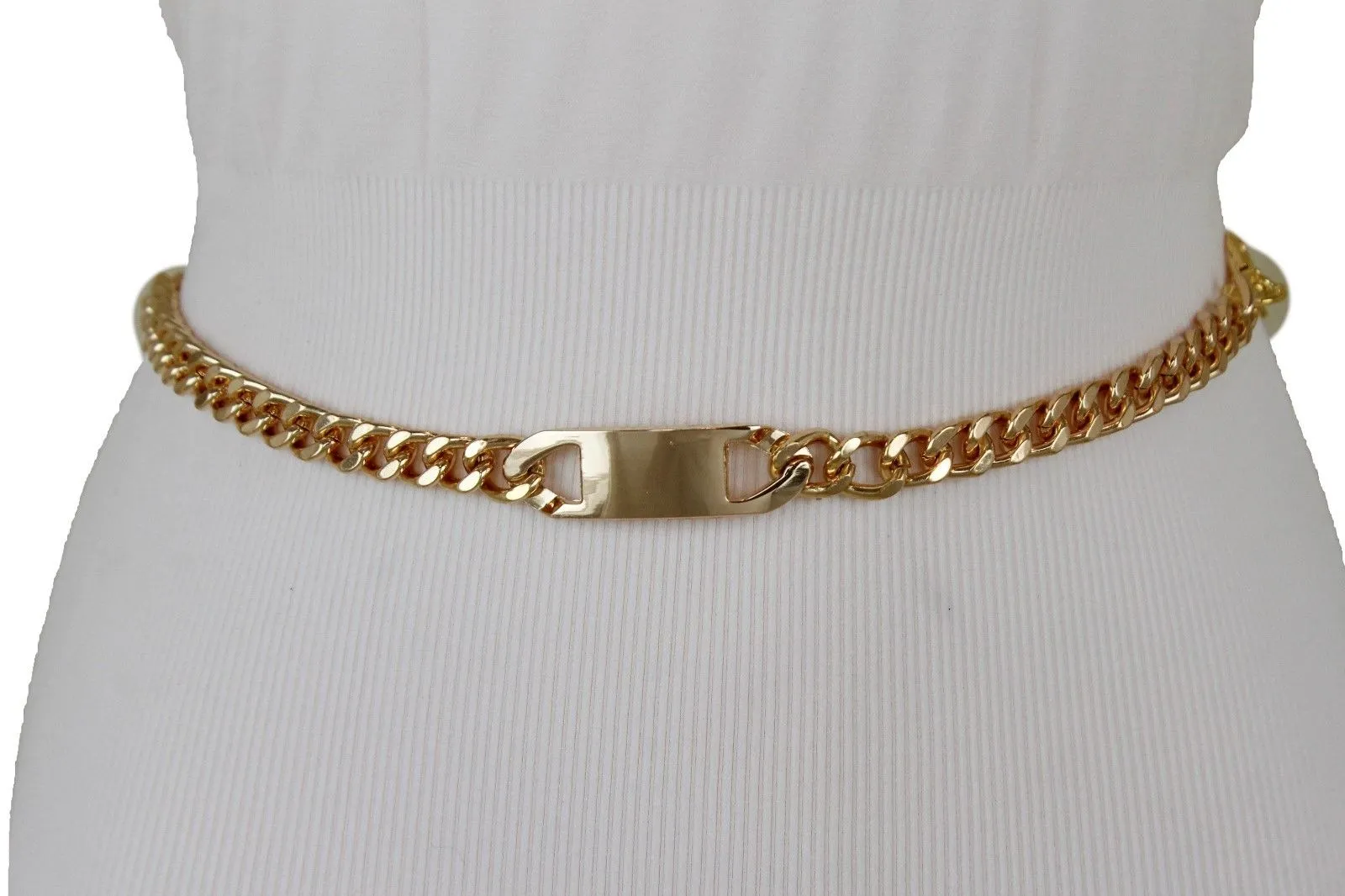 Women Gold Metal Chain Links Fashion Classy Charm Buckle Belt