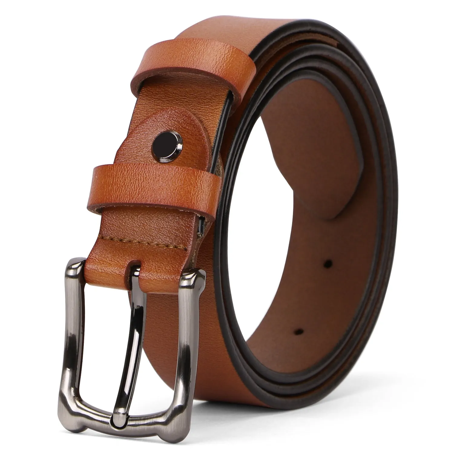 Women Leather Belt Black Waist Belt for Jeans Pants Dresses Plus Size