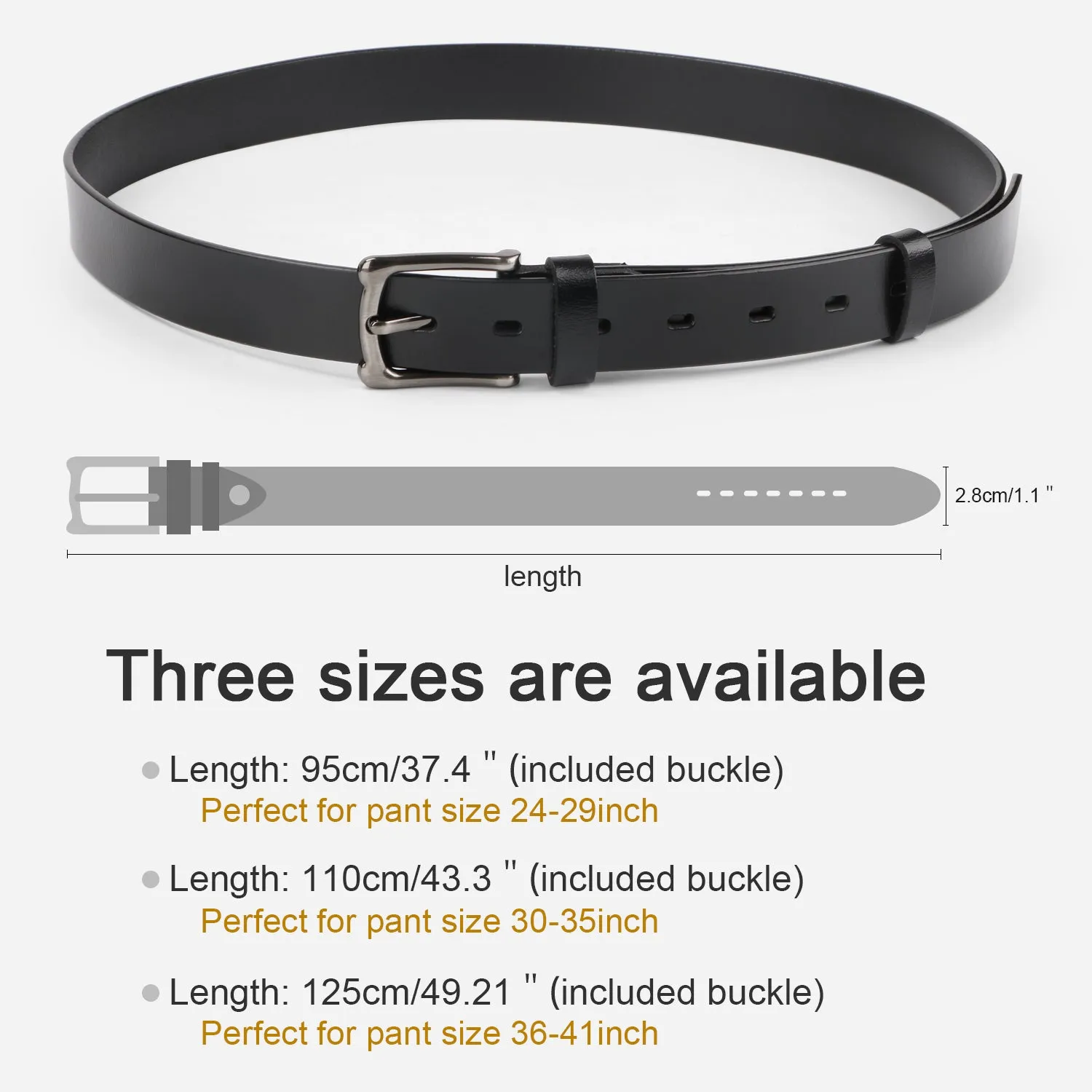 Women Leather Belt Black Waist Belt for Jeans Pants Dresses Plus Size