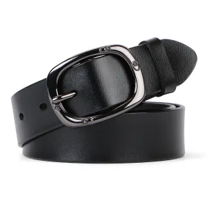 Women Leather Belt for Jeans Pants Dresses Black Ladies Waist Belt With Pin Buckle