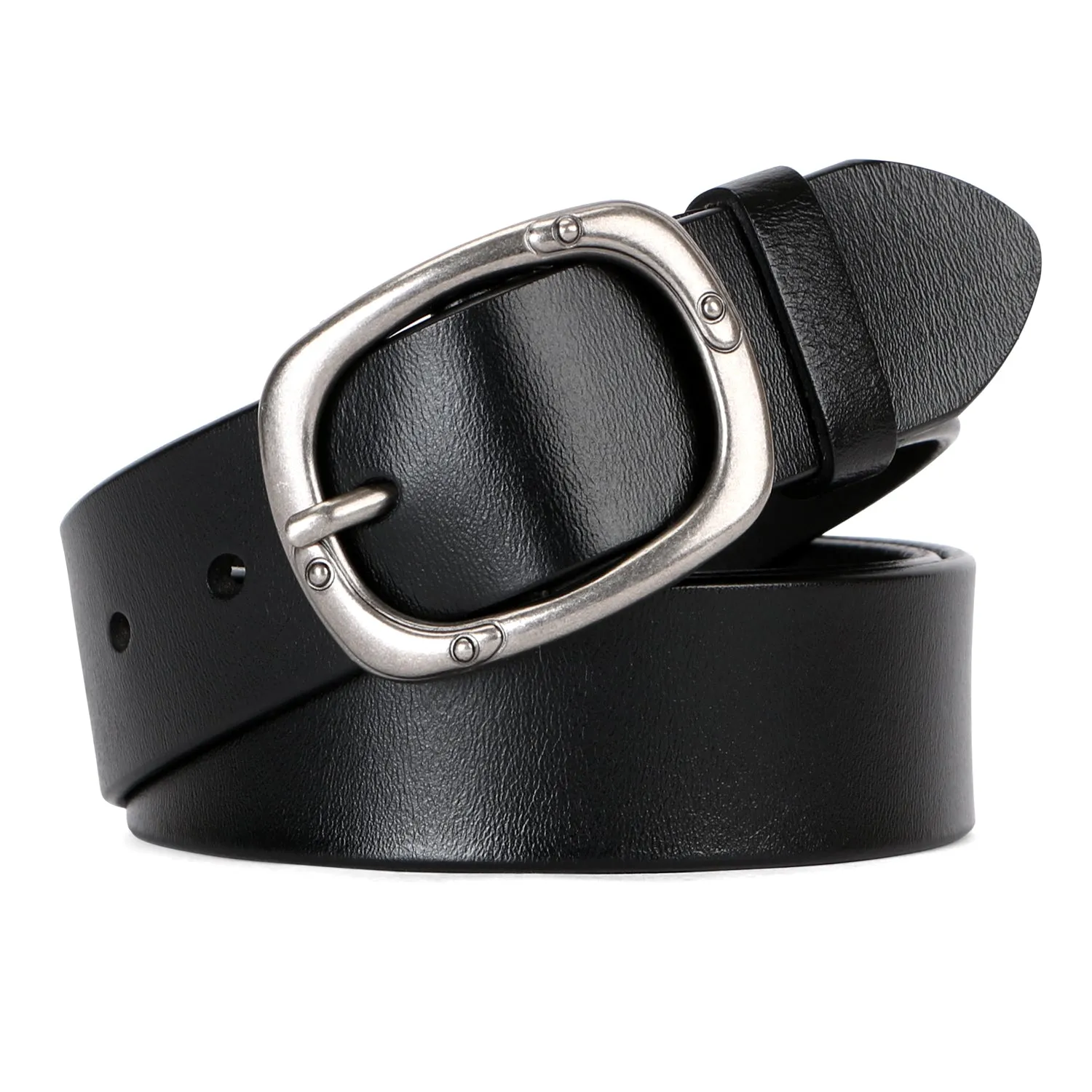 Women Leather Belt for Jeans Pants Dresses Black Ladies Waist Belt With Pin Buckle
