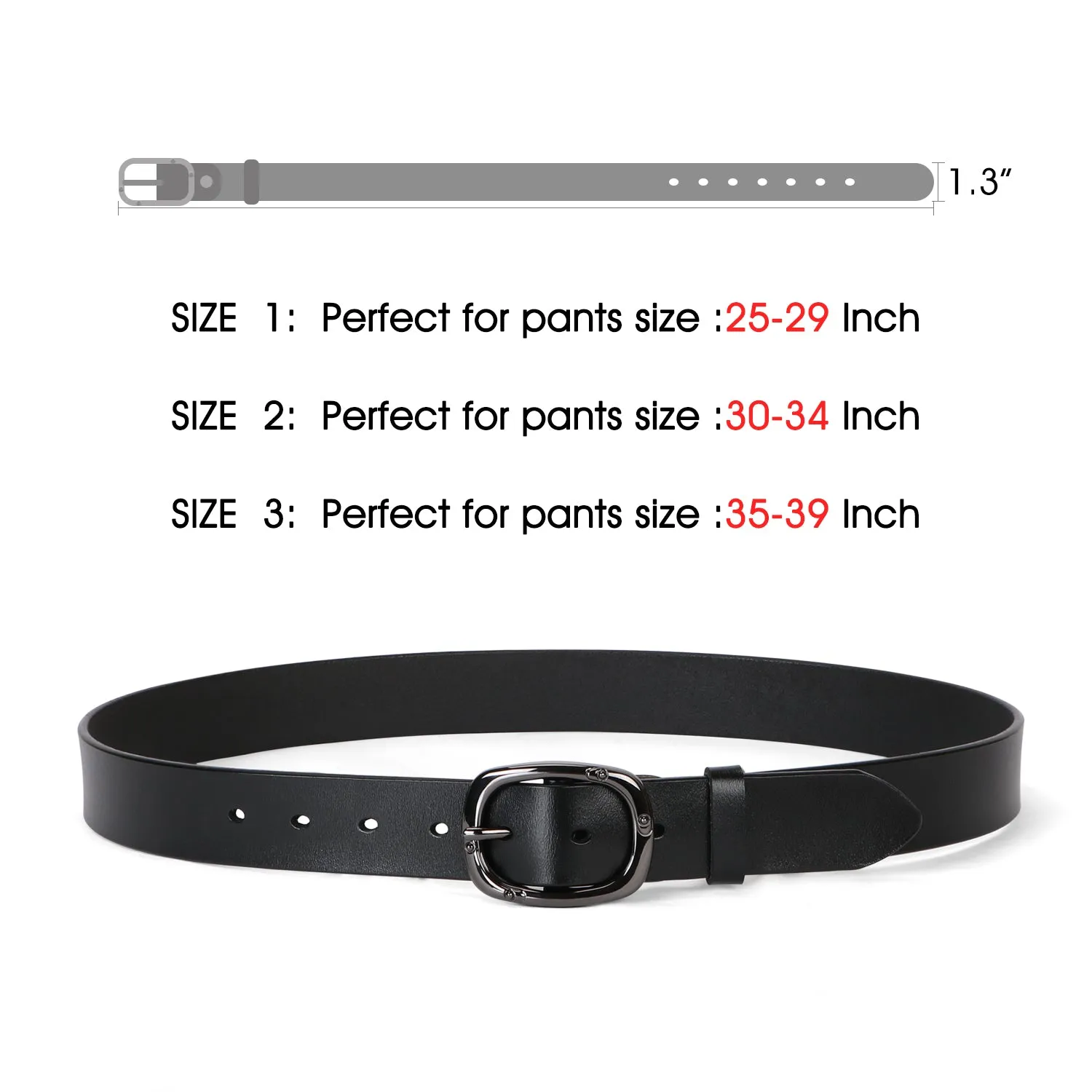 Women Leather Belt for Jeans Pants Dresses Black Ladies Waist Belt With Pin Buckle