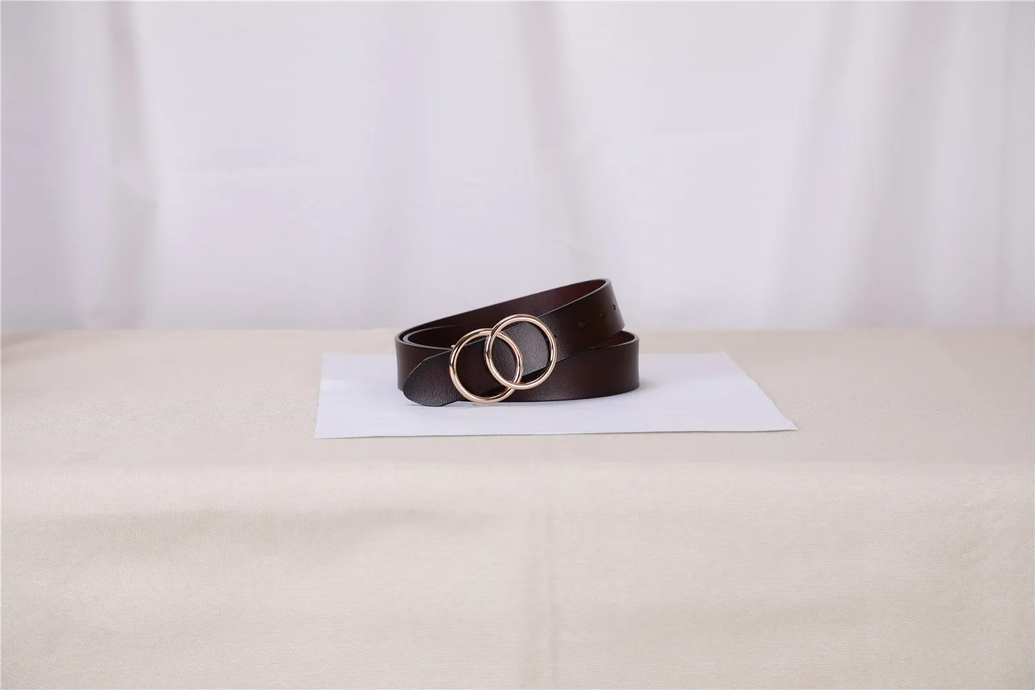 Women Leather Jeans Belt for Pants, Ladies Plus Size Waist Belts Double Ring Buckle By JASGOOD