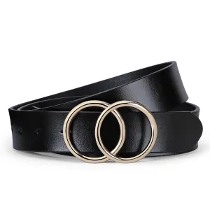 Women Leather Jeans Belt for Pants, Ladies Plus Size Waist Belts Double Ring Buckle By JASGOOD