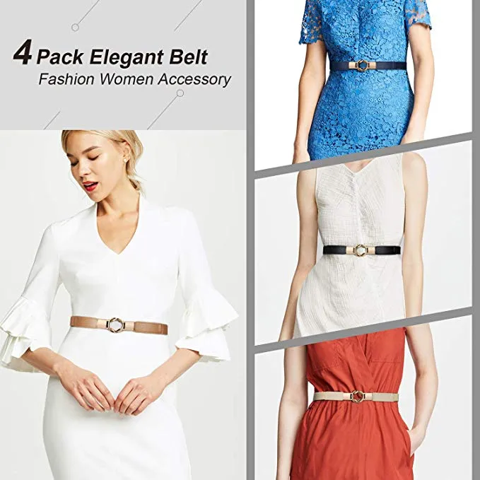 Women Retro Elastic Stretchy Metal Buckle Skinny Waist Cinch Belt 1Inch Wide JASGOOD