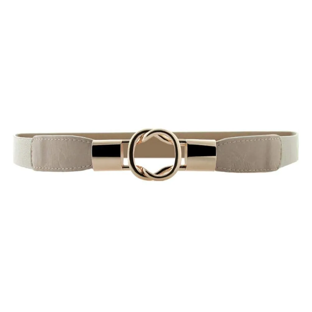 Women Retro Elastic Stretchy Metal Buckle Skinny Waist Cinch Belt 1Inch Wide JASGOOD