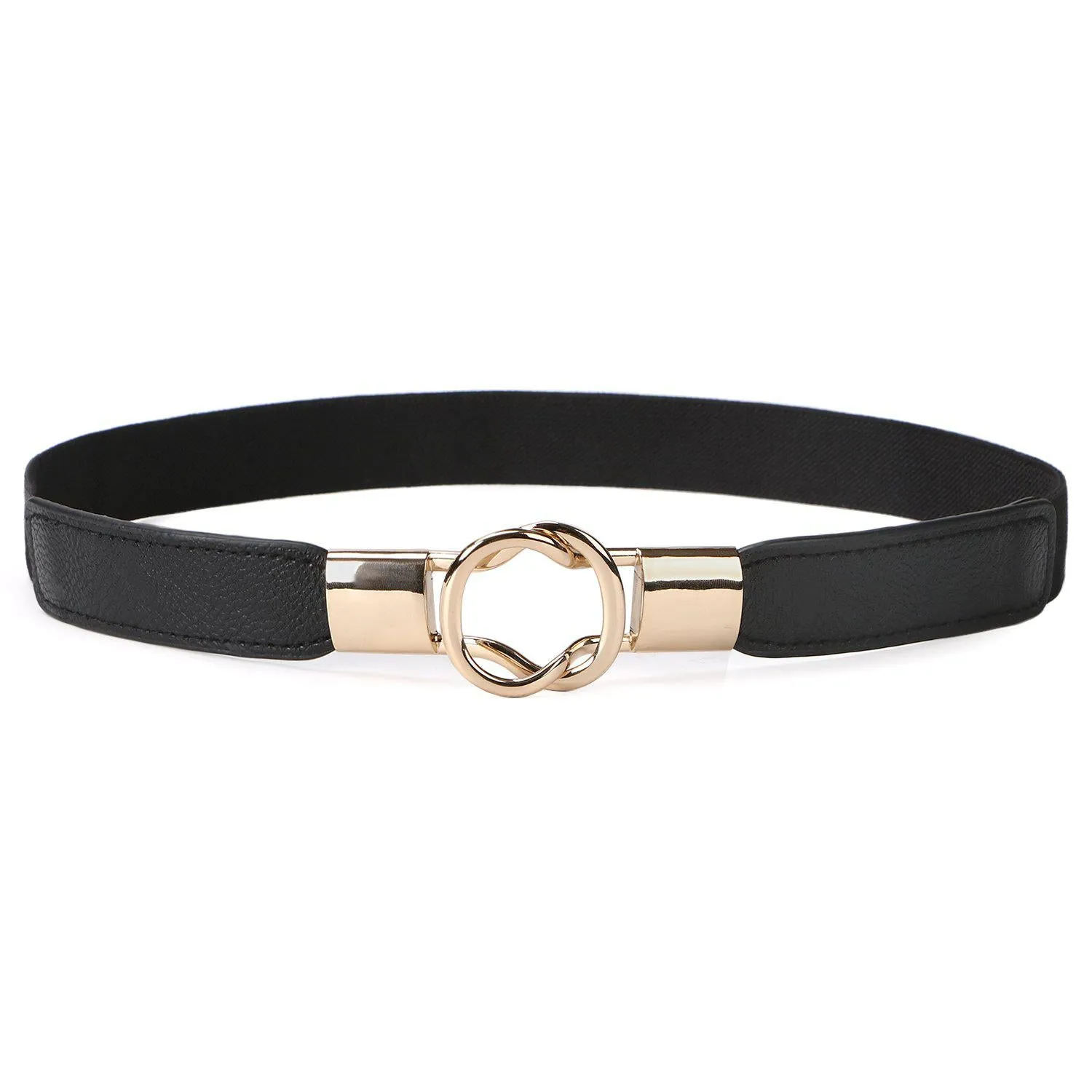 Women Retro Elastic Stretchy Metal Buckle Skinny Waist Cinch Belt 1Inch Wide JASGOOD