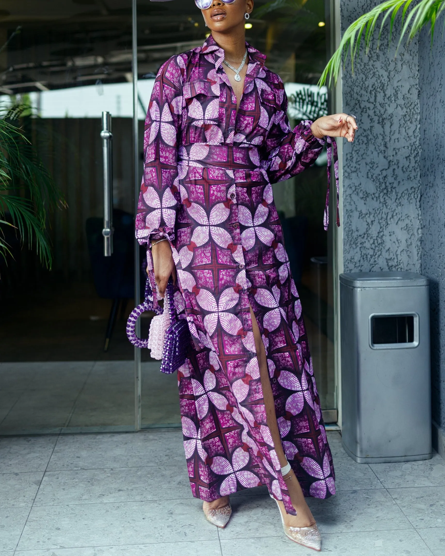 Women's Casual Print Long Sleeve Maxi Dress