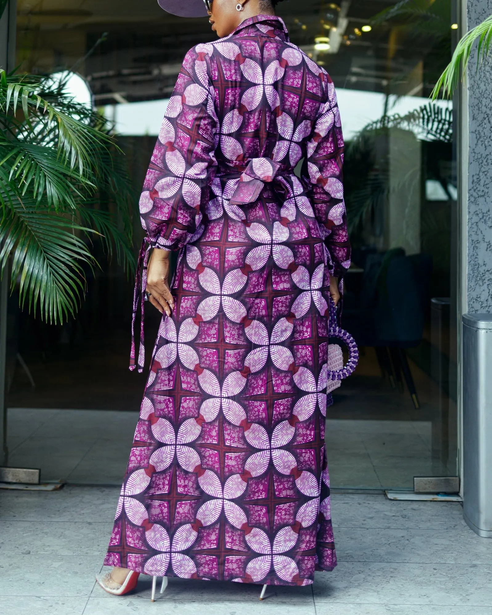 Women's Casual Print Long Sleeve Maxi Dress