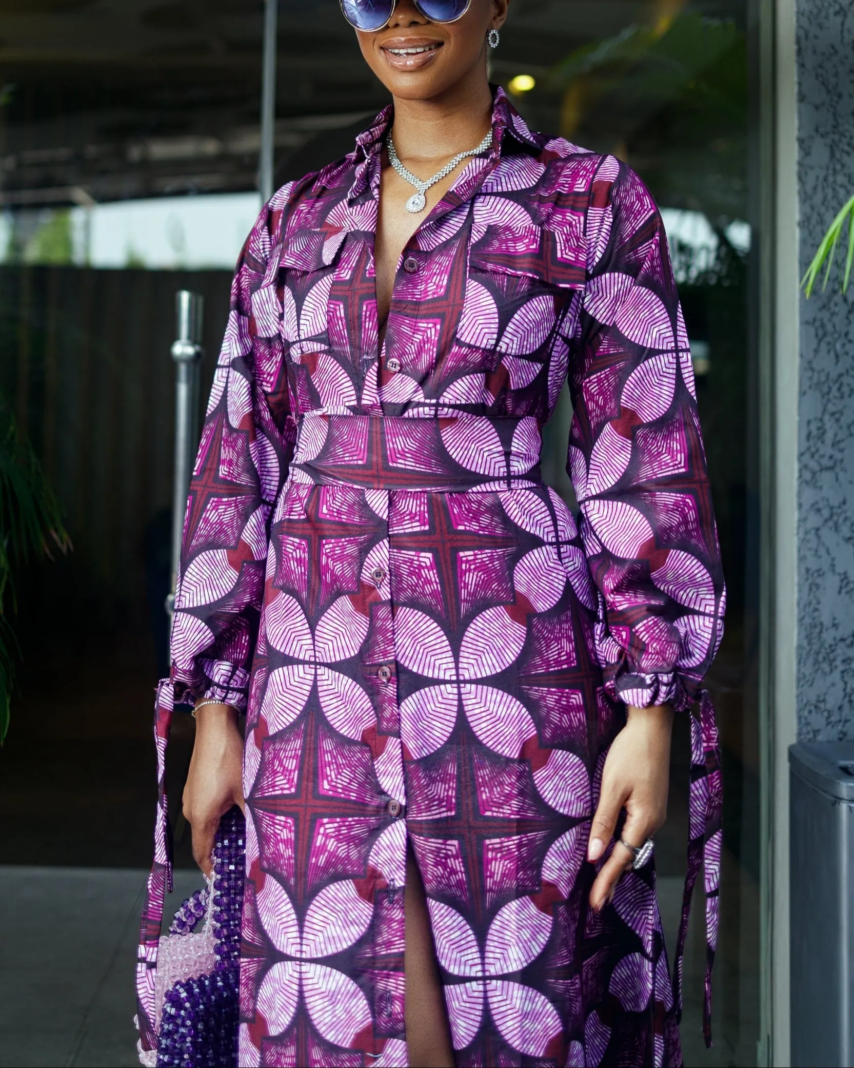 Women's Casual Print Long Sleeve Maxi Dress