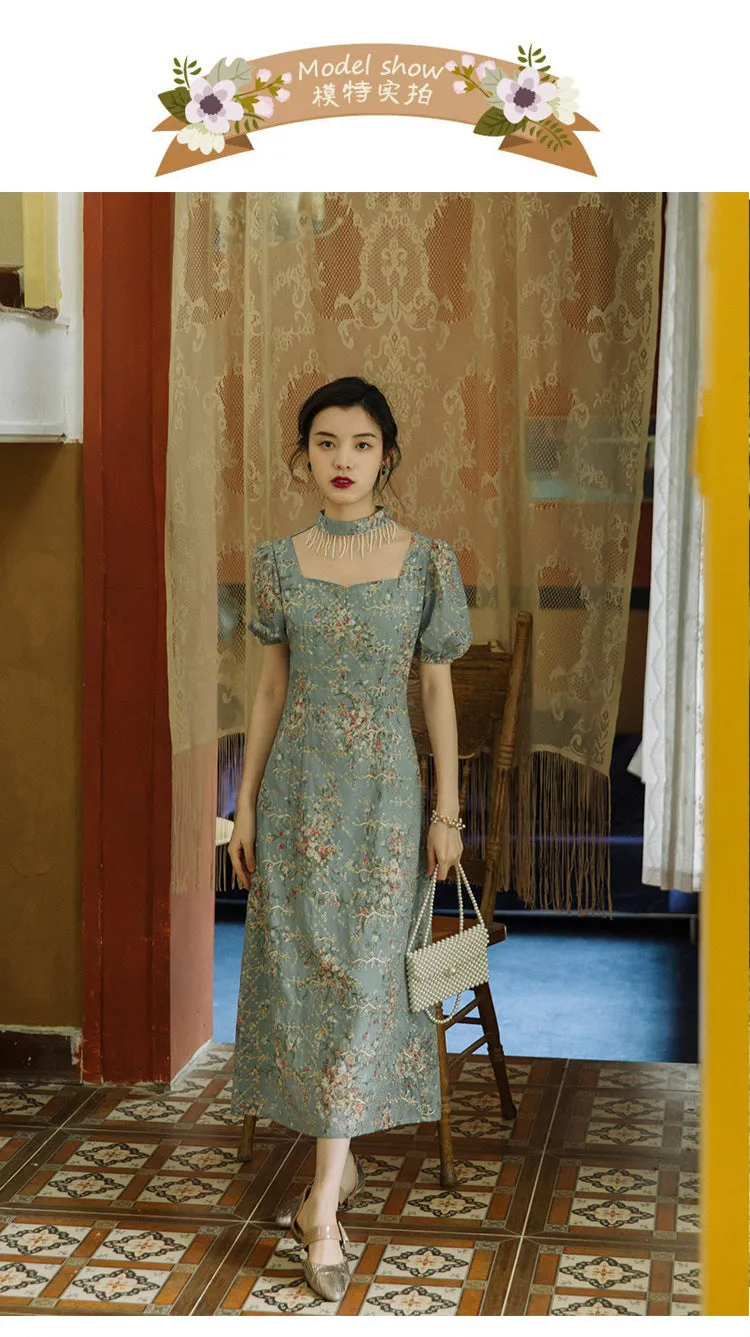 Womens Embroidered Long Dress French