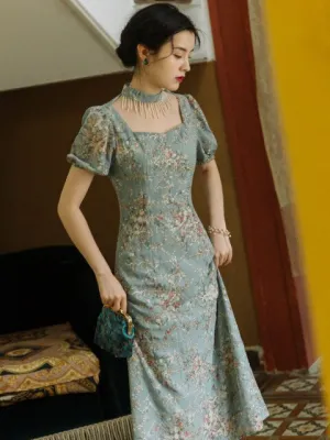Womens Embroidered Long Dress French