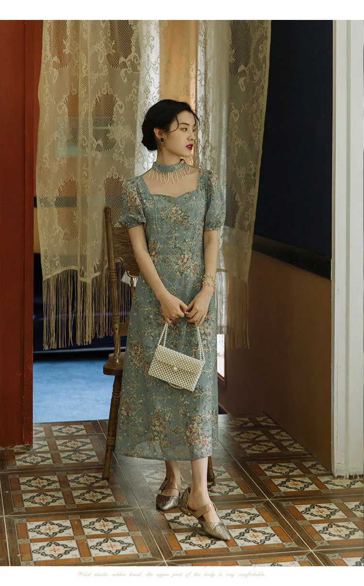 Womens Embroidered Long Dress French