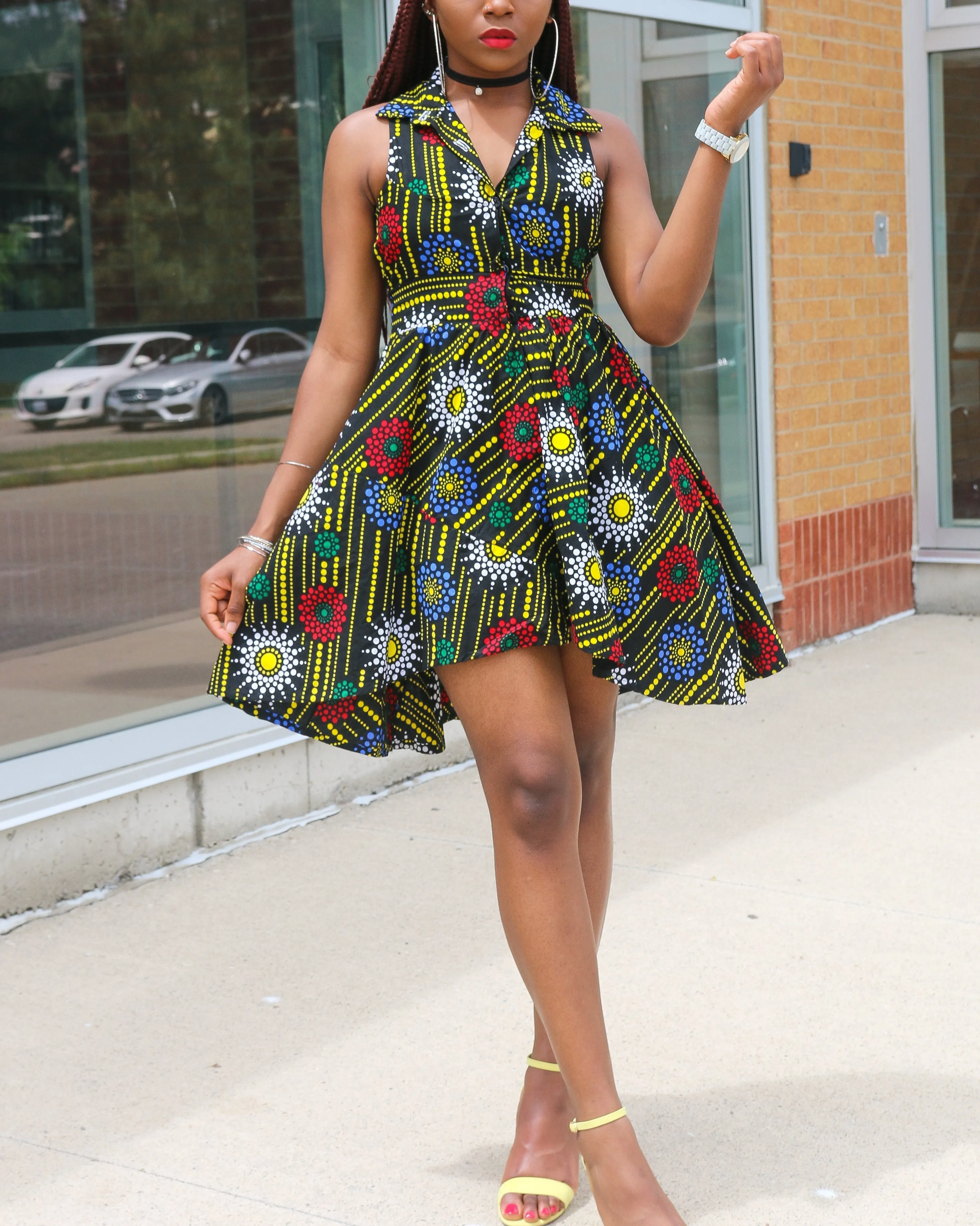 Women's Fashion Print Sleeveless Mini Dress