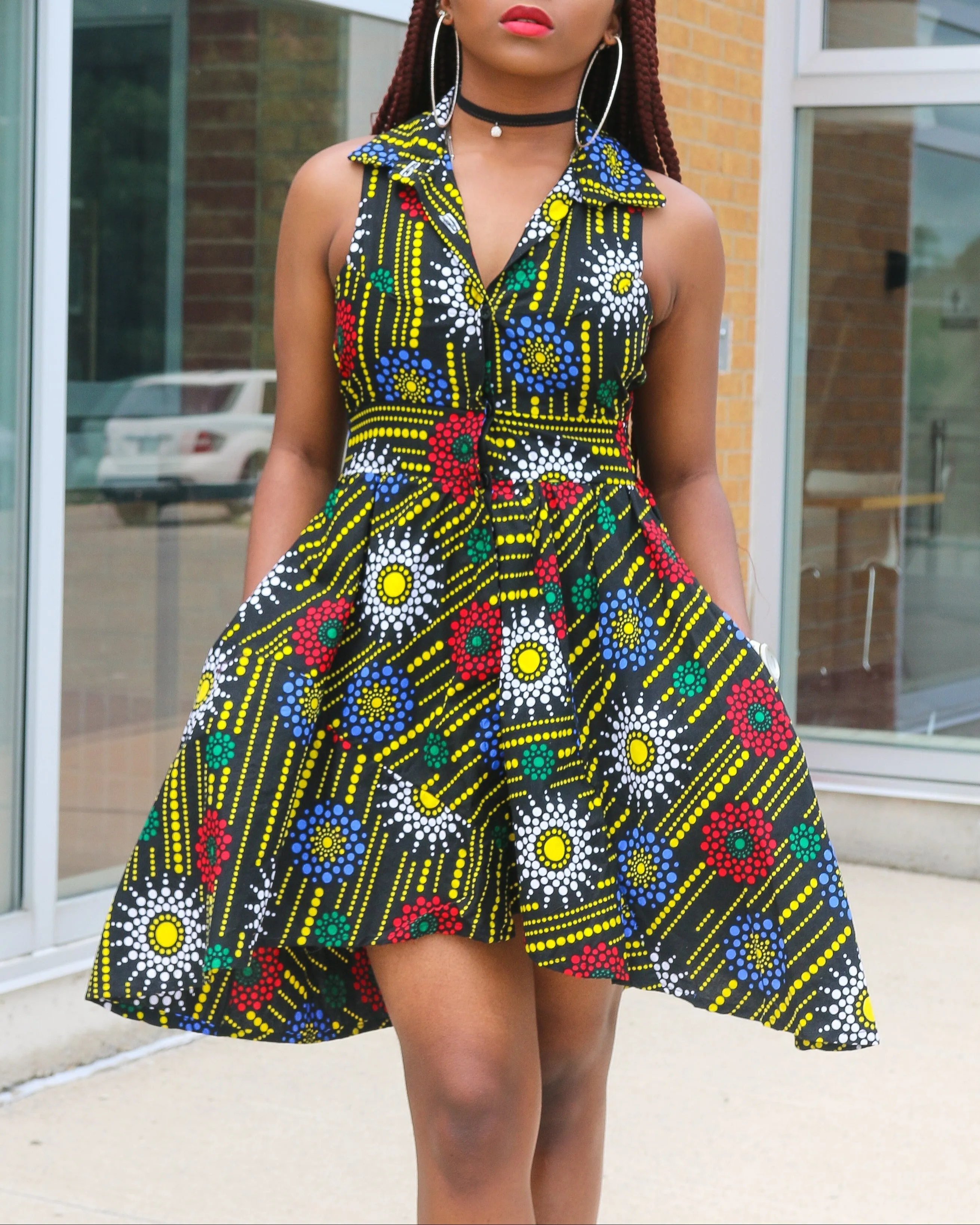 Women's Fashion Print Sleeveless Mini Dress