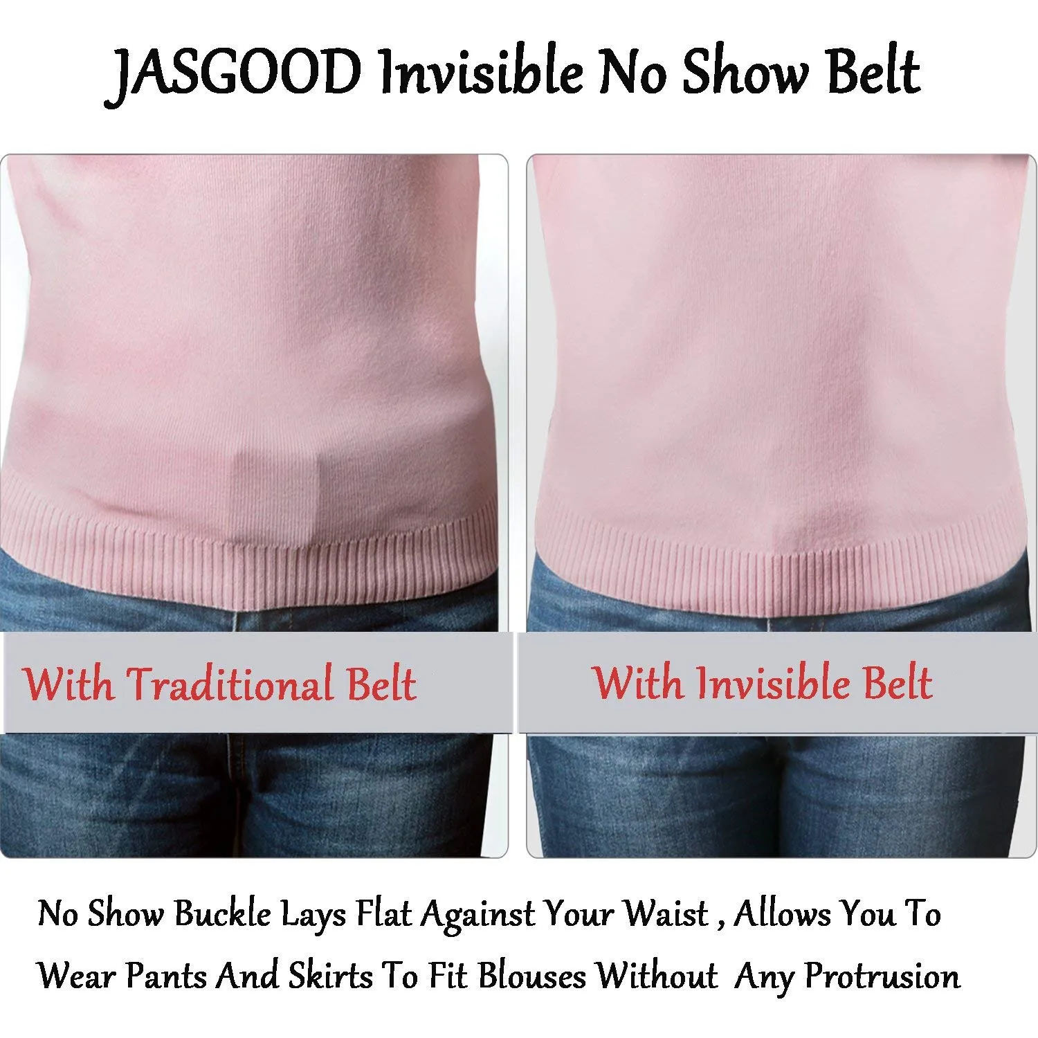 Womens Invisible Belt Comfortable Elastic Adjustable No Show Web Belt Metal Buckle Belt For Men By JASGOOD