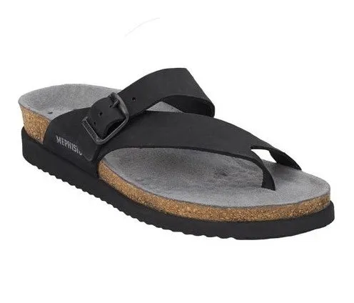 Women's Mephisto  Helen Black Nubuck Sandals