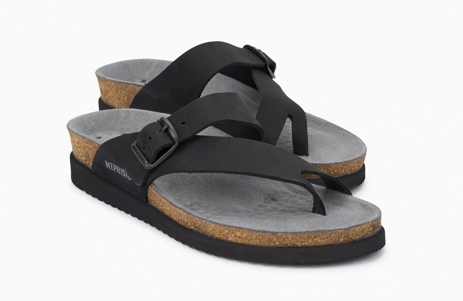 Women's Mephisto  Helen Black Nubuck Sandals