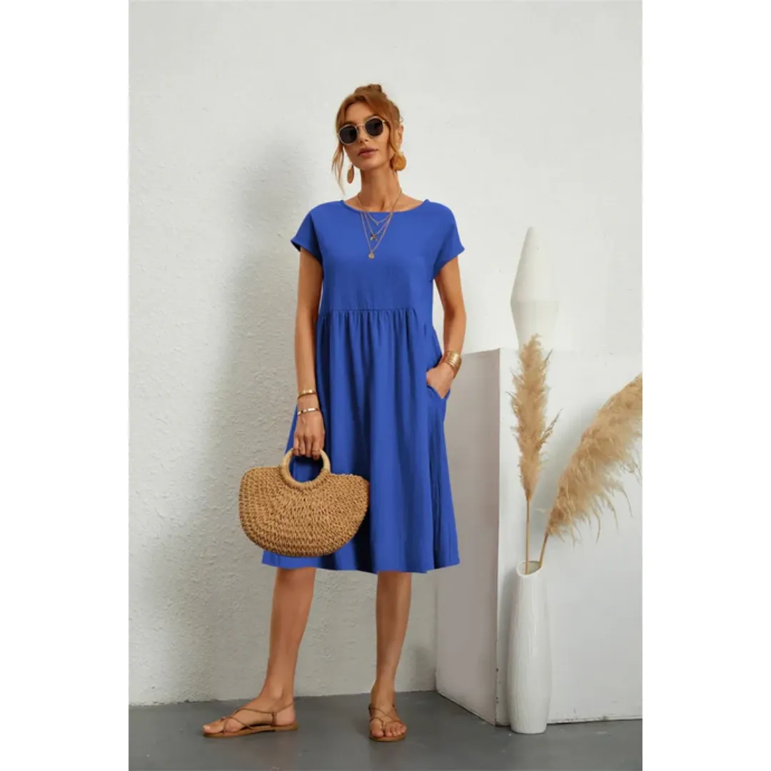 Women's Summer Casual Short Sleeves Dress | Midi