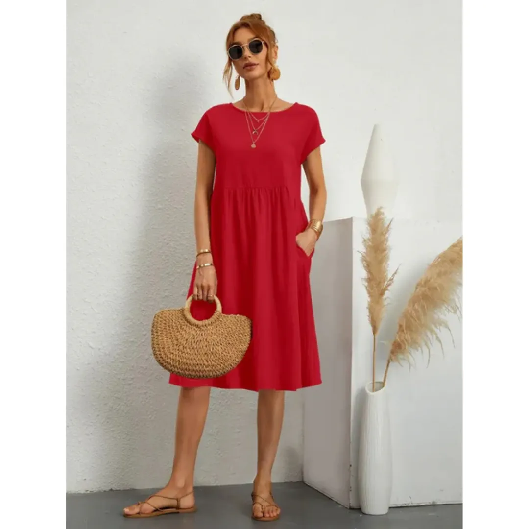 Women's Summer Casual Short Sleeves Dress | Midi