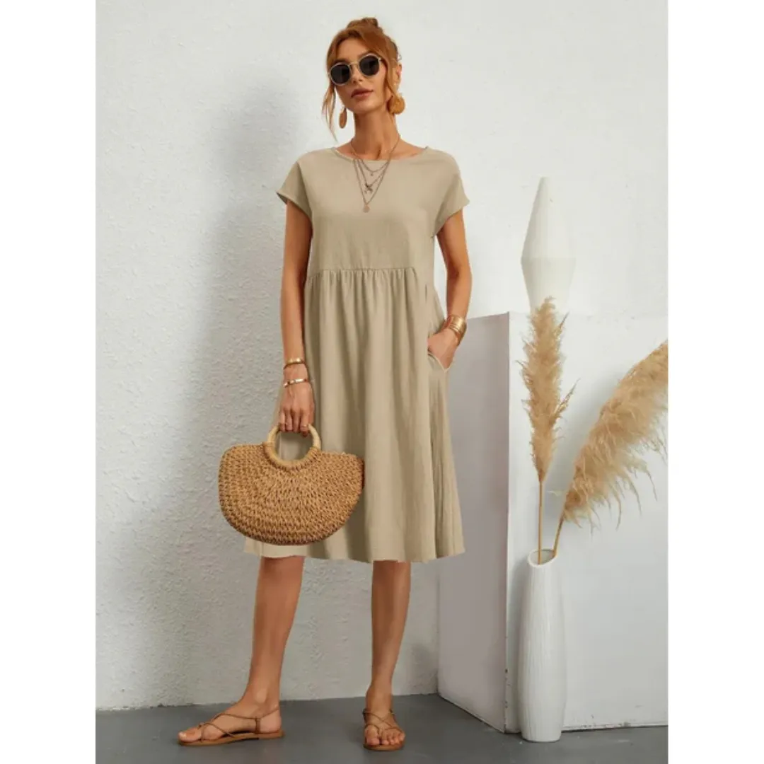 Women's Summer Casual Short Sleeves Dress | Midi
