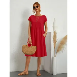 Women's Summer Casual Short Sleeves Dress | Midi
