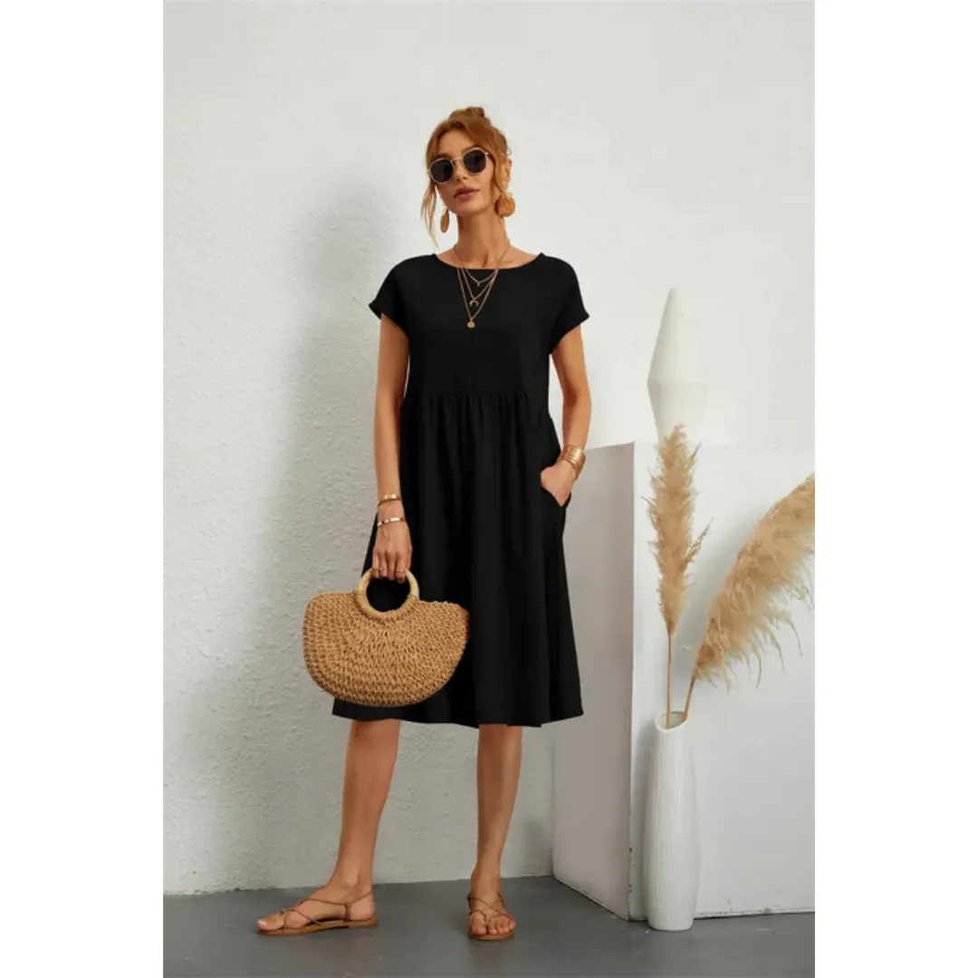 Women's Summer Casual Short Sleeves Dress | Midi