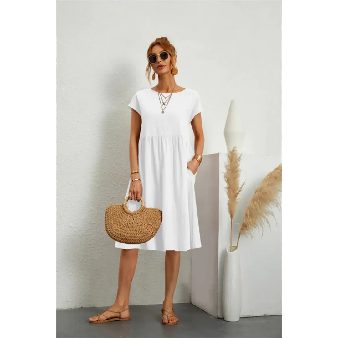 Women's Summer Casual Short Sleeves Dress | Midi
