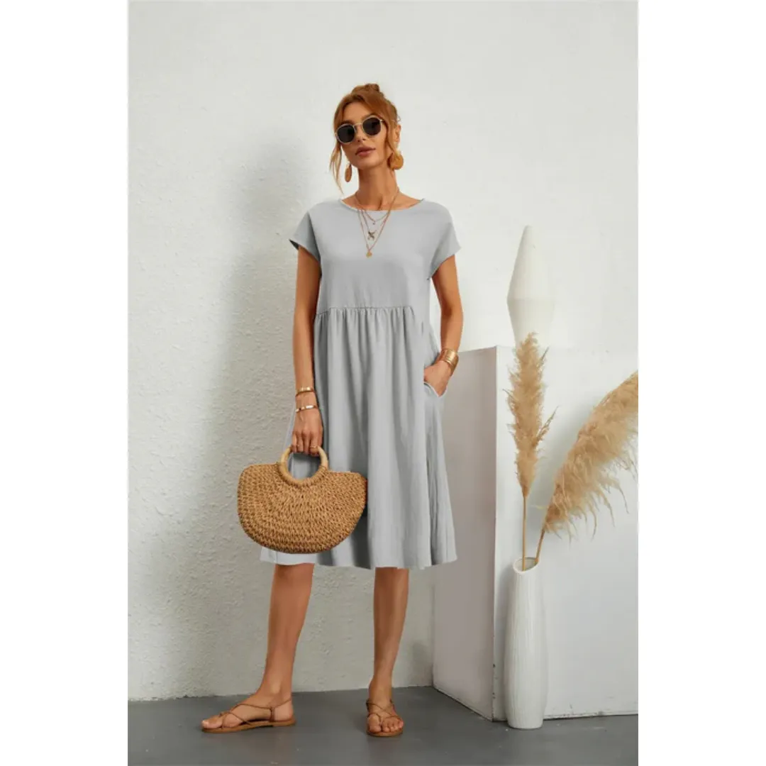 Women's Summer Casual Short Sleeves Dress | Midi