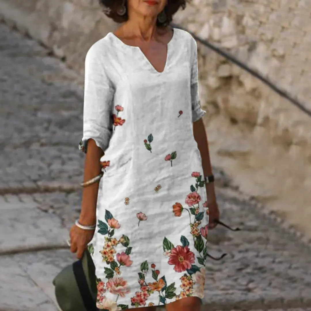 Women's Vintage Floral 3 4 Sleeve | Midi