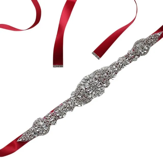 Womens  Waist Belt  Elegant Rhinestone Ribbon Sash Dress Waistband