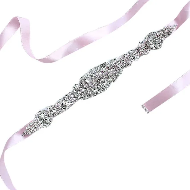 Womens  Waist Belt  Elegant Rhinestone Ribbon Sash Dress Waistband