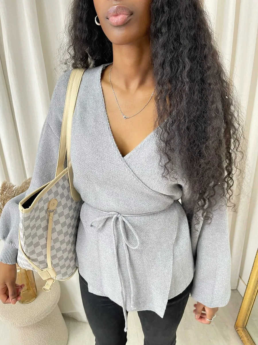 Wrap Tie Belt Knitted Cardigan