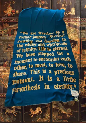 Wrapped in Poetry Pashmina, "We are travelers..."