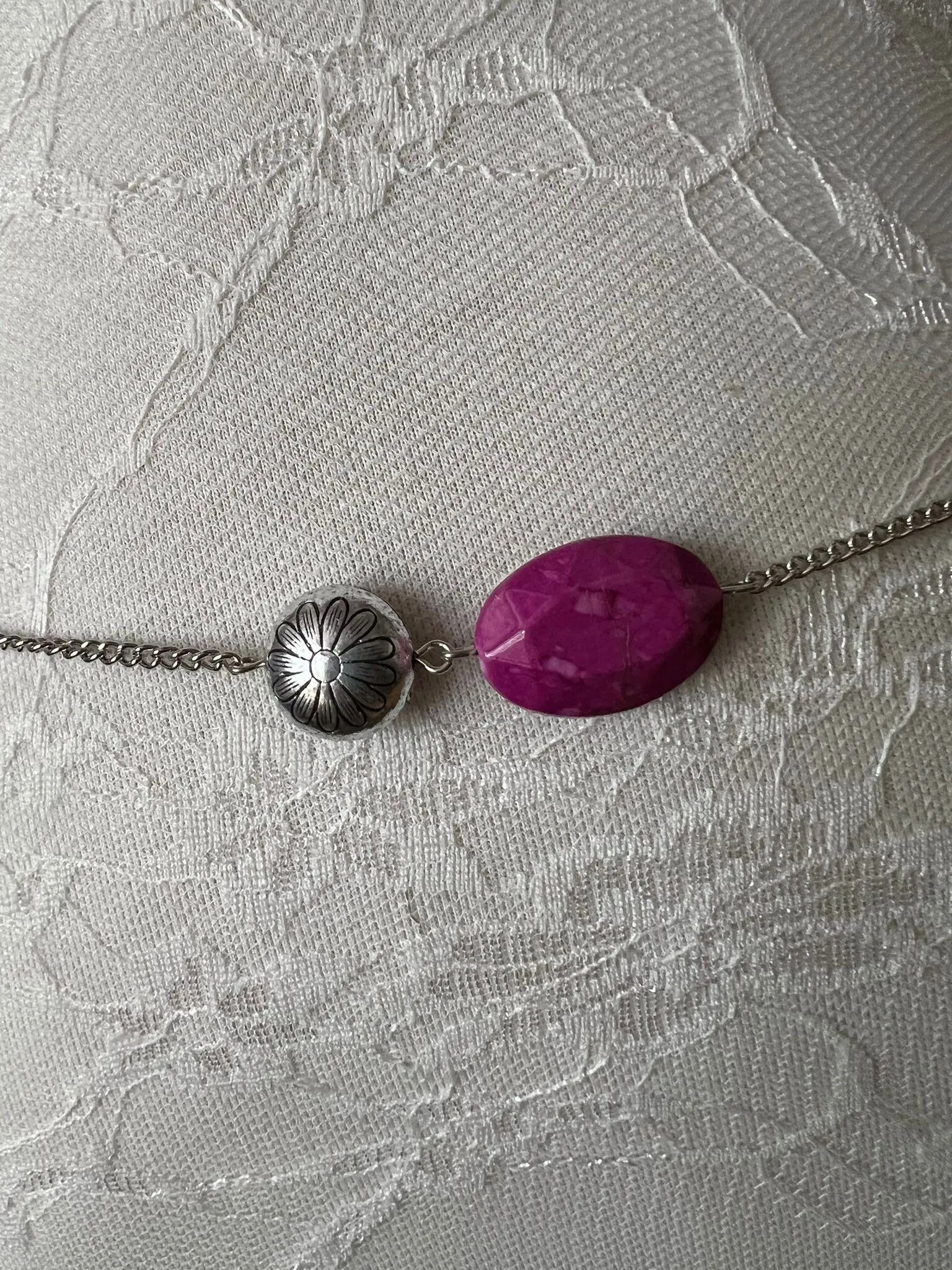 X-Long Belt, Beaded Belt, Fashion Belt, Cerise, Silver Beads, Chain Belts, UK Size 6-24