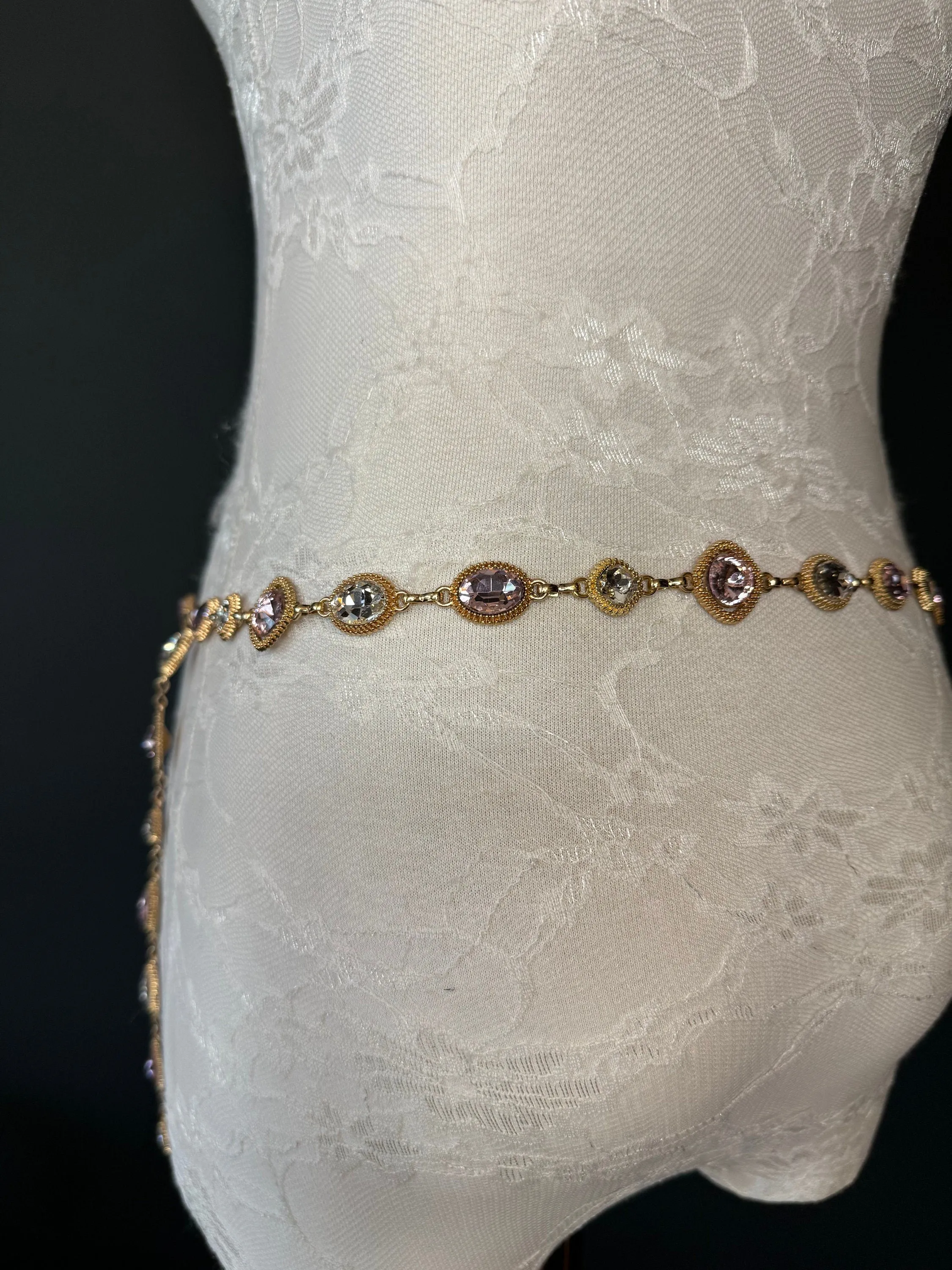 X-Long Belt, Jewel Rhinestone Belt, Chain Belt, Vintage Style Belt, Diamante Belt, Fashion Belt, Gift, Quality Belt, Elegant, Swimwear Belt