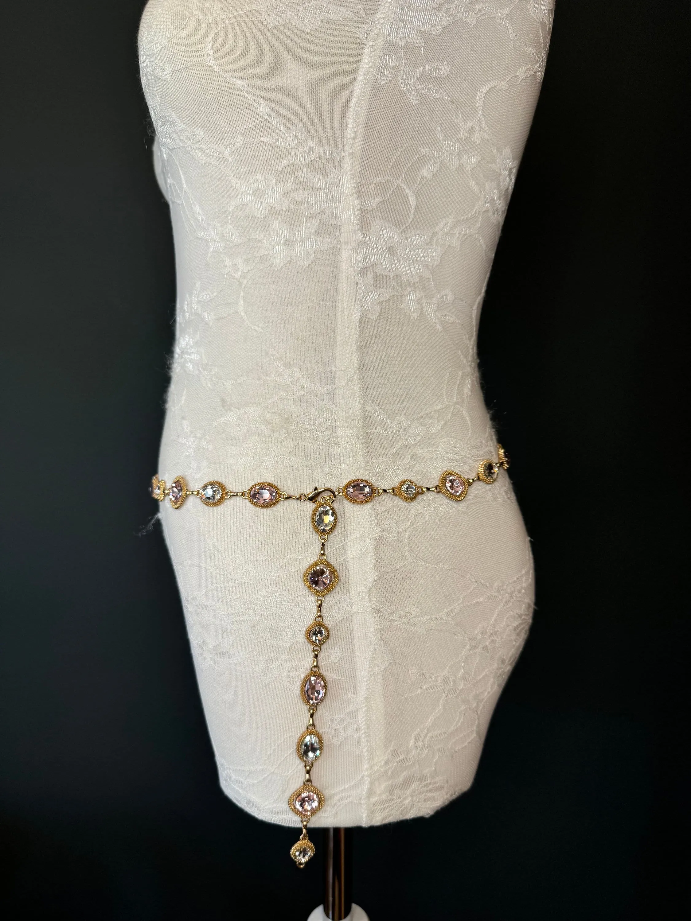 X-Long Belt, Jewel Rhinestone Belt, Chain Belt, Vintage Style Belt, Diamante Belt, Fashion Belt, Gift, Quality Belt, Elegant, Swimwear Belt
