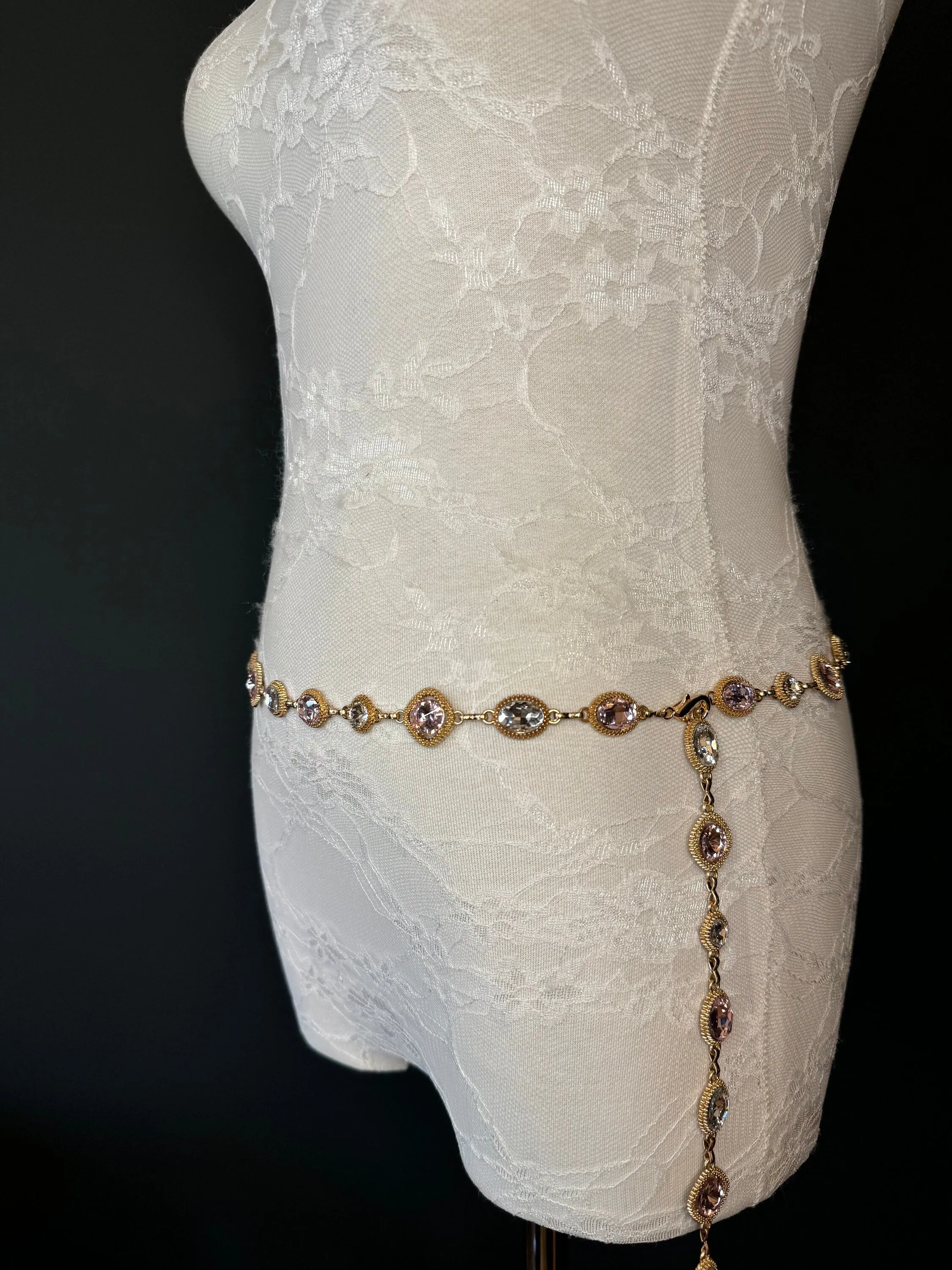 X-Long Belt, Jewel Rhinestone Belt, Chain Belt, Vintage Style Belt, Diamante Belt, Fashion Belt, Gift, Quality Belt, Elegant, Swimwear Belt