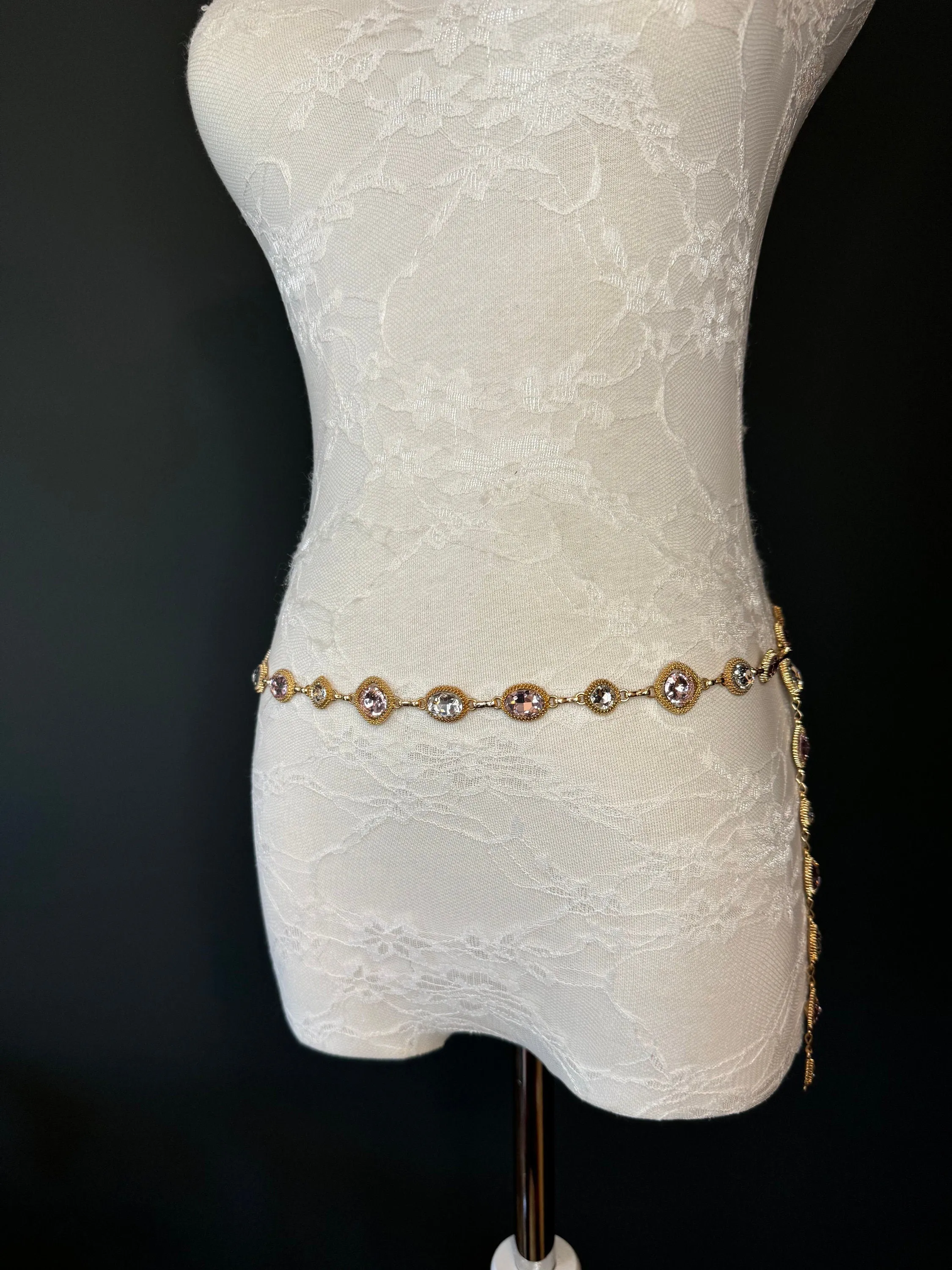 X-Long Belt, Jewel Rhinestone Belt, Chain Belt, Vintage Style Belt, Diamante Belt, Fashion Belt, Gift, Quality Belt, Elegant, Swimwear Belt