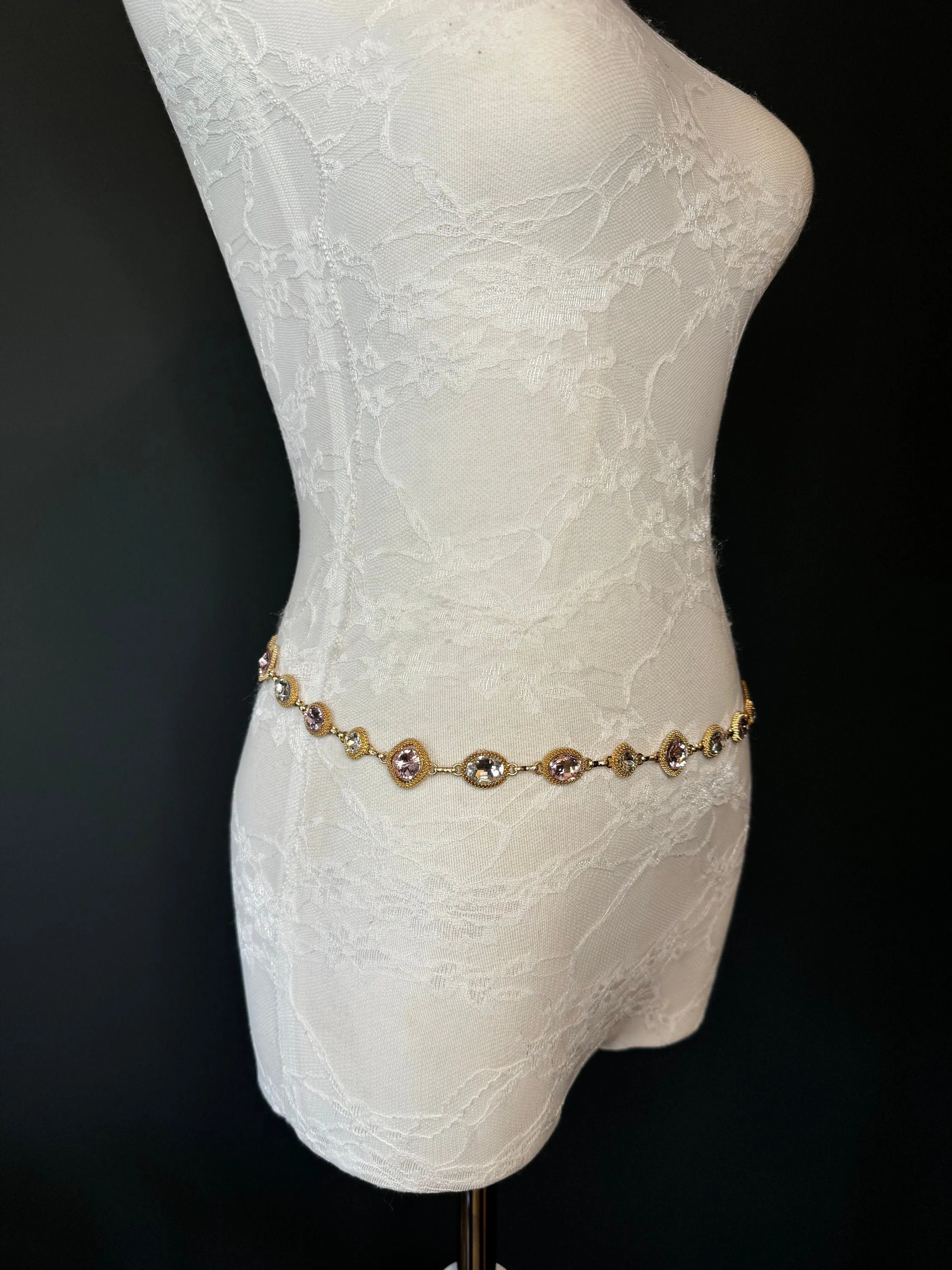 X-Long Belt, Jewel Rhinestone Belt, Chain Belt, Vintage Style Belt, Diamante Belt, Fashion Belt, Gift, Quality Belt, Elegant, Swimwear Belt